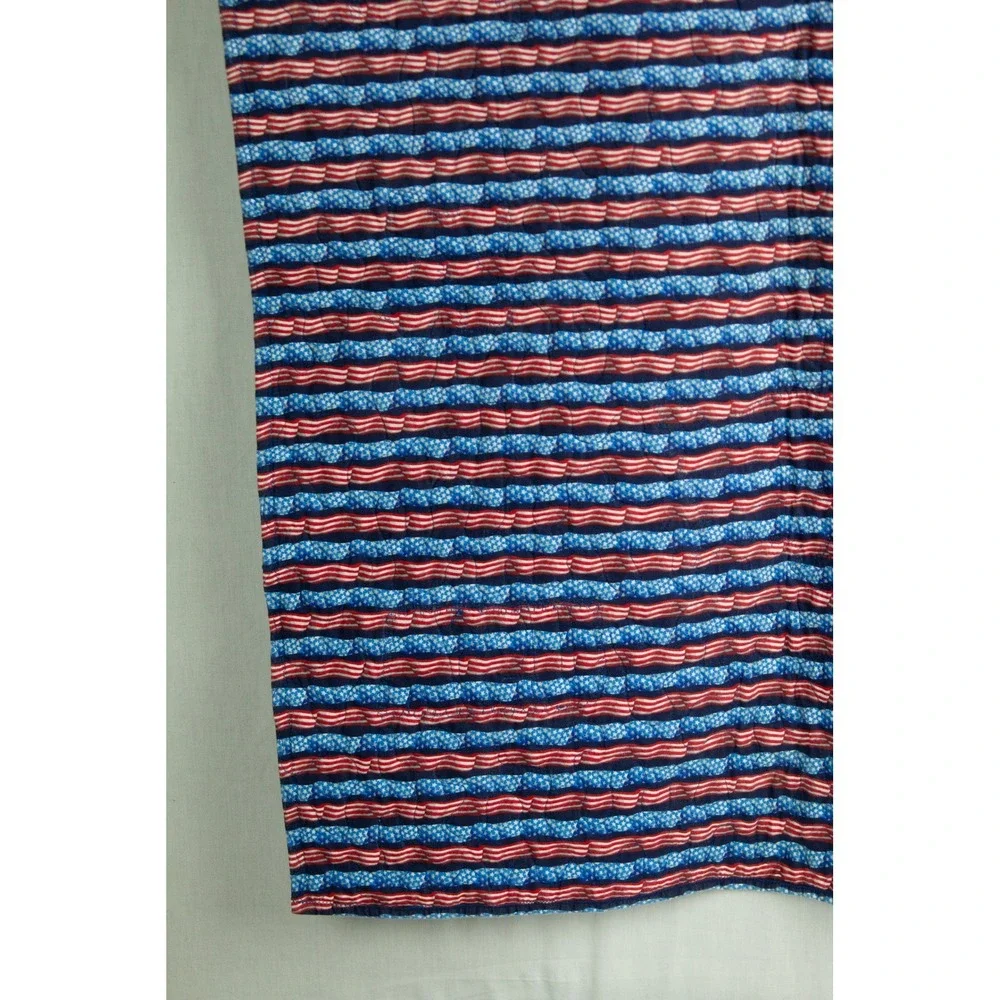 Handmade Patriotic Denim Quilt Americana USA Stars Kids Throw Applique 34 x 41